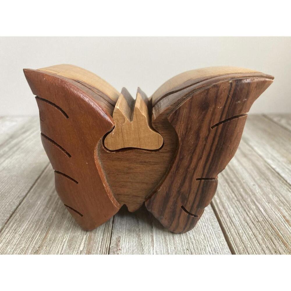 Wooden Butterfly Puzzle Box Trinket Box